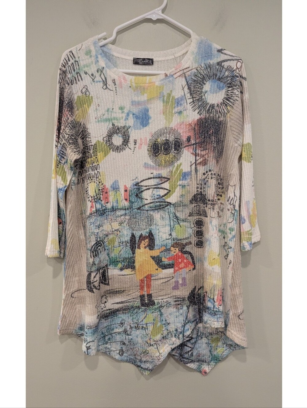 Inoah Graffiti Dog Walk Tunic Top Size Small